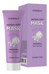 Освежающая очищающая маска для лица с экстрактами базилика и артишока CONSLY Wonder Food Refreshing Wash-off Mask 50мл