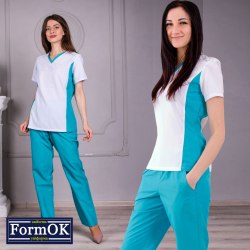 Женский медицинский костюм FormOK Ариша бело-мятный