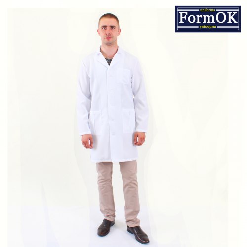 Мужской медицинский халат FormOK Александр на габардине и рубашечной ткани