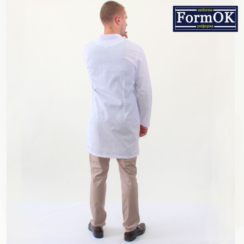 Мужской медицинский халат FormOK Александр на габардине и рубашечной ткани