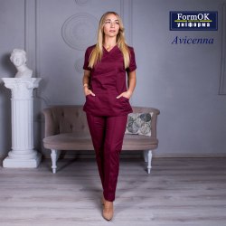 Женский медицинский костюм FormOK Avicenna бордовый
