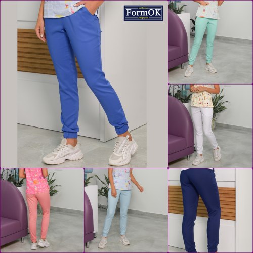 Женские медицинские штаны FormOK Асия голубые