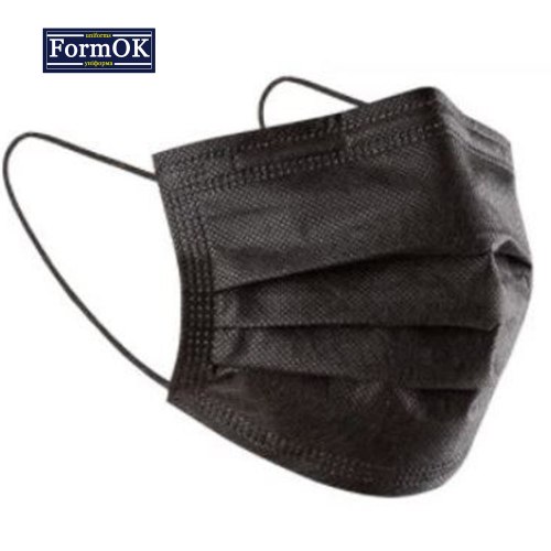 Медицинская маска паяная с переносицей FormOK черная, спанбонд, три слоя