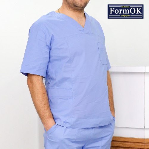 Мужской медицинский костюм FormOK Онуфрий elit серо-голубой