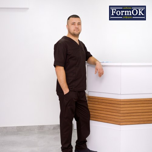 Мужской медицинский костюм FormOK Онуфрий elit коричневый