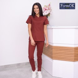 Женский медицинский костюм FormOK Avicenna elit бордовый