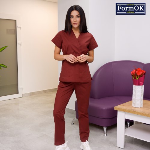 Женский медицинский костюм FormOK Эдельвика elit бордовый