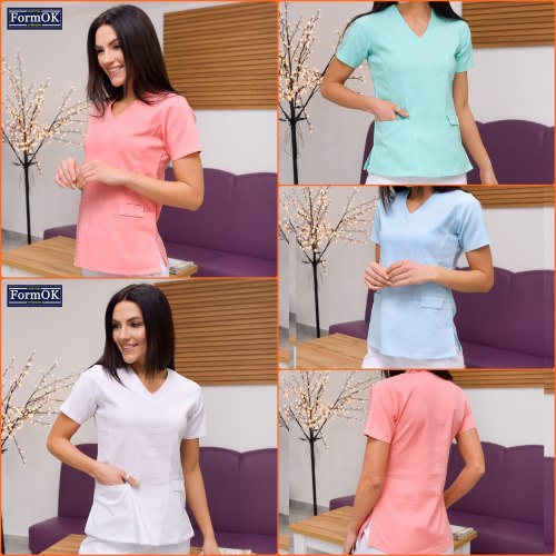 Женская медицинская блуза FormOK Асия голубая