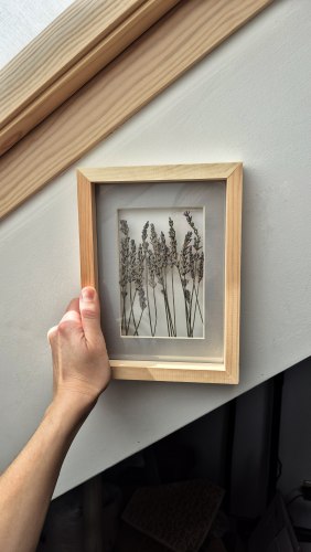 Интерьерное панно из сухоцветов с лавандой без фона 15х21 см
