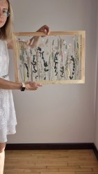 Интерьерное панно из сухоцветов без фона 35х45 см нежное