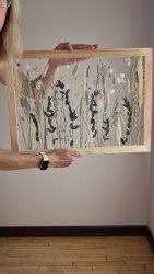 Интерьерное панно из сухоцветов без фона 35х45 см нежное