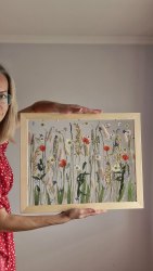 Интерьерное панно из сухоцветов без фона 35х45 см с маками