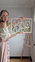 Интерьерное панно из сухоцветов без фона 30х45 см "Графский пруд"