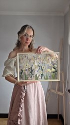 Интерьерное панно из сухоцветов без фона 30х45 см "Графский пруд"