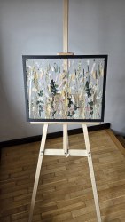 Интерьерное панно из сухоцветов без фона 40х50 см "Розовый закат" рама черного цвета