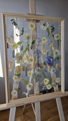 Интерьерное панно из сухоцветов без фона 30х40 см "Садовый букет"