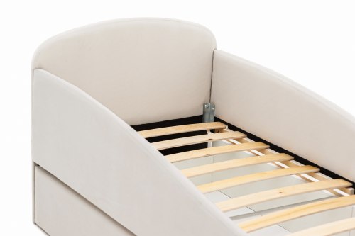 Детская мягкая кровать с ящиком "Letmo" 70*160 ванильный (велюр)