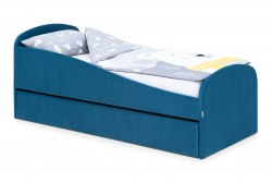 Детская мягкая кровать с ящиком "Letmo" 70*160 морской (велюр)