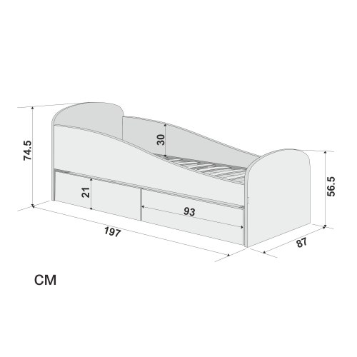 Детская мягкая кровать с ящиком "Letmo" 80*190 графит (велюр)