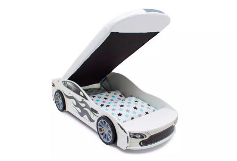 Кровать-машина «Бондмобиль белый» с подъемным механизмом