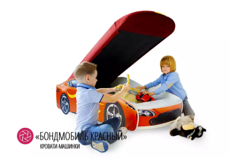 Кровать-машина «Бондмобиль красный» с подъемным механизмом
