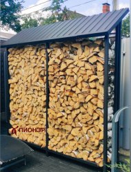 Уличная металлическая дровница КУБ-2М с сеткой (Pionehr)