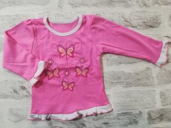 Блуза с вышивкой для девочек, кнопки на плече, интерлок, размер 24 (0209-01)