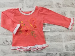 Блуза с вышивкой для девочек, кнопки на плече, интерлок, размер 24 (0209-02)