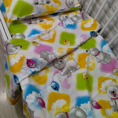 Детский постельный комплект, простынь на резинке, польский хлопок (артикул 0211)