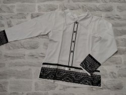 Блуза школьная с длинным рукавом, гипюр, фуликра, вышивка, рост 140-152 (артикул 0193)