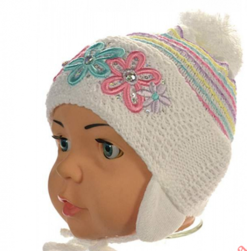 Одинарная вязаная шапочка для девочек, охват головы 44-46 см (артикул 0820)