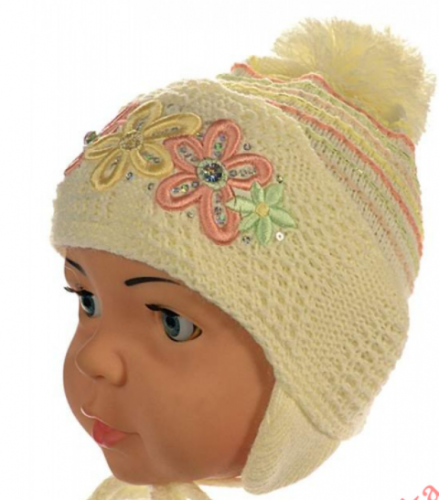 Одинарная вязаная шапочка для девочек, охват головы 44-46 см (артикул 0820-02)