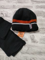 Вязаный зимний комплект для мальчиков - шапочка на флисовом подкладе и шарф, возраст 3-5 лет (артикул 1204-01)