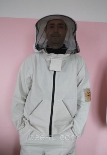 Куртка пчеловода "Двунитка" на молнии (ткань белая двунитка)