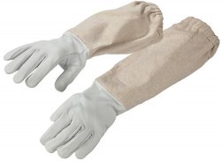 Перчатки с нарукавниками из натуральной кожи (ткань белая двунитка) размеры: L, XL, XXL