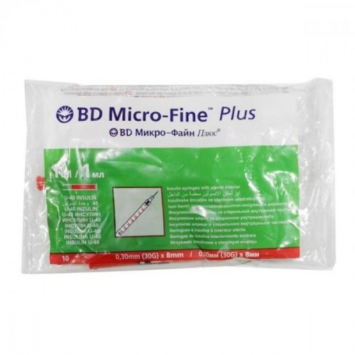 Шприц инсулиновый BD Micro-Fine Plus U-100 1ml 30G (0.3x8) BD
