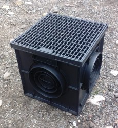 Дождеприемник пластиковый (в сборе) 300х300 с решеткой ячеистой пластиковой черной