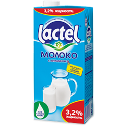 Молоко 3,2 % Lactel 1 л.