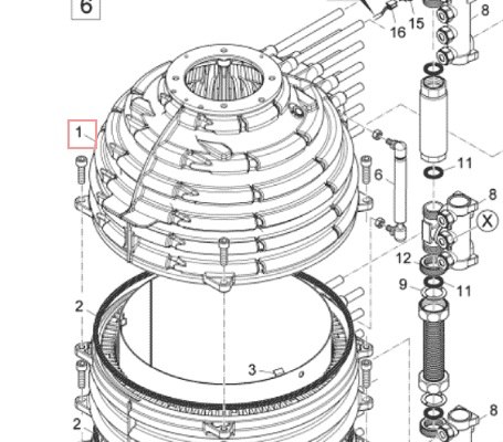 Запчасть DAIKIN 5005074 EXCHANGER UPPERPART BO/BG AB VERS.THETA