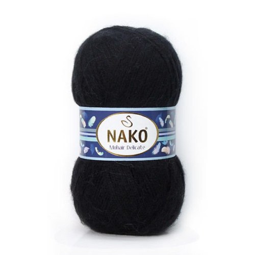 Nako Mohair Delicate цвет 217 черный Nako 5% мохер, 10% шерсть, 85% акрил. Моток 100 гр. 500 м.