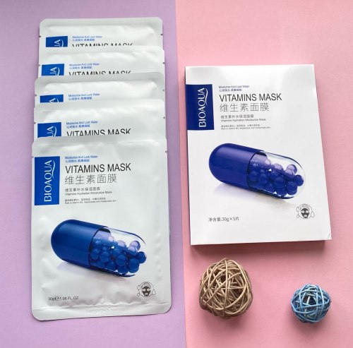 Тканевая маска для лица Bioaqua Vitamin Hydration Moisture Mask Обогащена Витамин PP, НИАЦИН, НИКОТИНОВАЯ КИСЛОТА, НИКОТИНАМИД витамин B3 1 штук