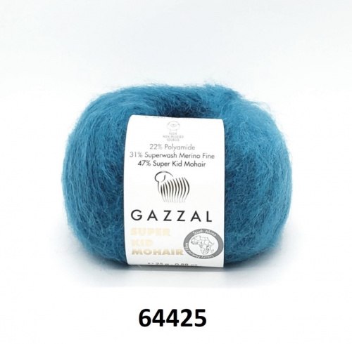 Пряжа Gazzal Super Kid Mohair цвет 64425 Gazzal 31% шерсть мериноса, 47% супер кид мохер, 22% полиамид, в мотке 237 м.