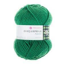 Популярная, цвет 480 яркая зелень ООО Пехорский текстиль 50% импортная шерсть, 45% акрил, 5% акрил высокообъемный, длина в мотке 133 м.