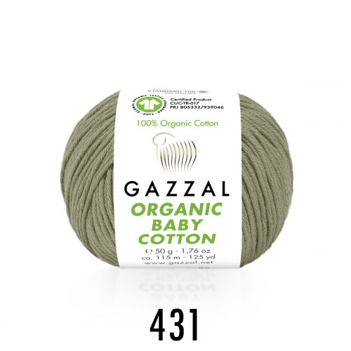 Gazzal Organic Baby Cotton цвет 431 оливковый Gazzal 100% органический хлопок, длина 115 м в мотке