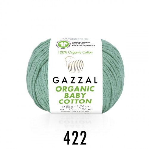 Gazzal Organic Baby Cotton цвет 422 мята Gazzal 100% органический хлопок, длина 115 м в мотке