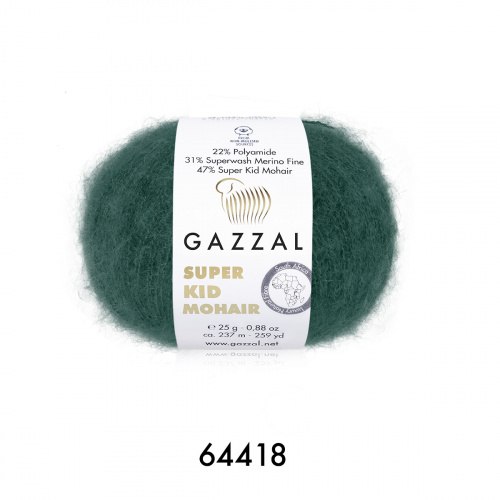 Пряжа Gazzal Super Kid Mohair цвет 64418 Gazzal 31% шерсть мериноса, 47% супер кид мохер, 22% полиамид, в мотке 237 м.