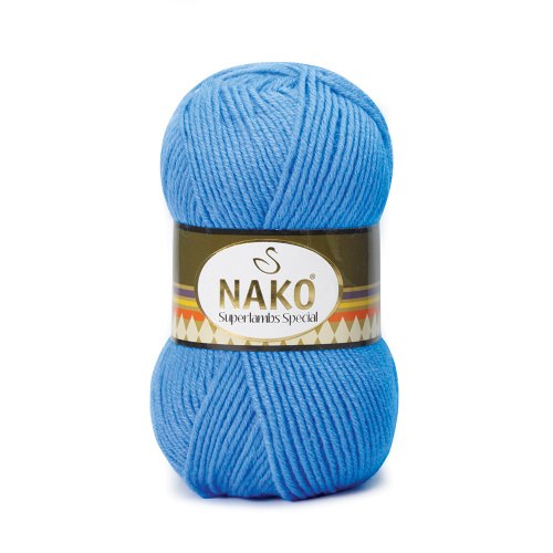 Nako Superlambs Special цвет 1256 ярко голубой. Остаток 10 мотков!!! Nako 49% шерсть, 51% акрил, длина в мотке 200 м.