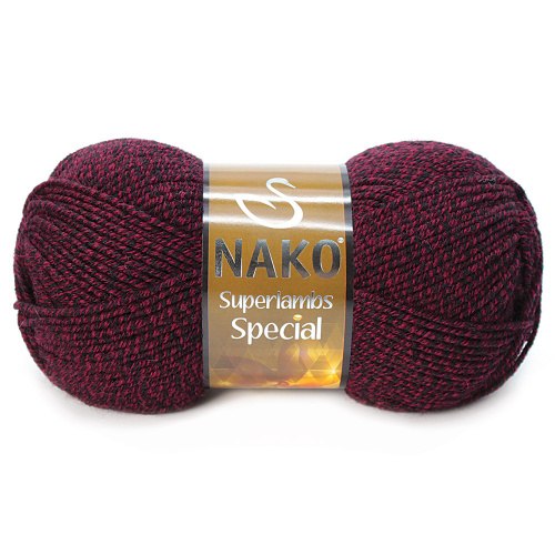 Nako Superlambs Special цвет 21283 черно-бордовый меланж. Nako 49% шерсть, 51% акрил, длина в мотке 200 м.
