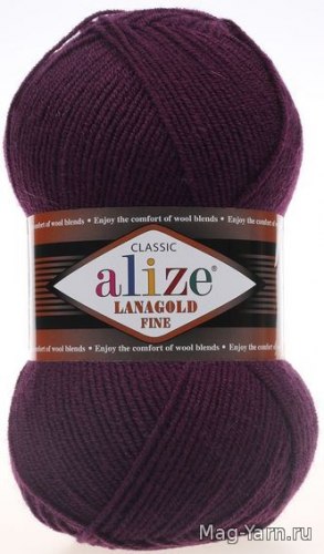 Alize Lanagold Fine, цвет 111 слива Alize 49% шерсть, 51% акрил, длина в мотке 390 м.