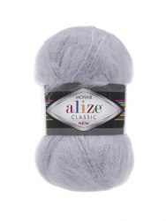 Alize Mohair Classic New цвет 52 светло серый Alize 25% мохер, 24% шерсть, 51% акрил, длина в мотке 200 м.